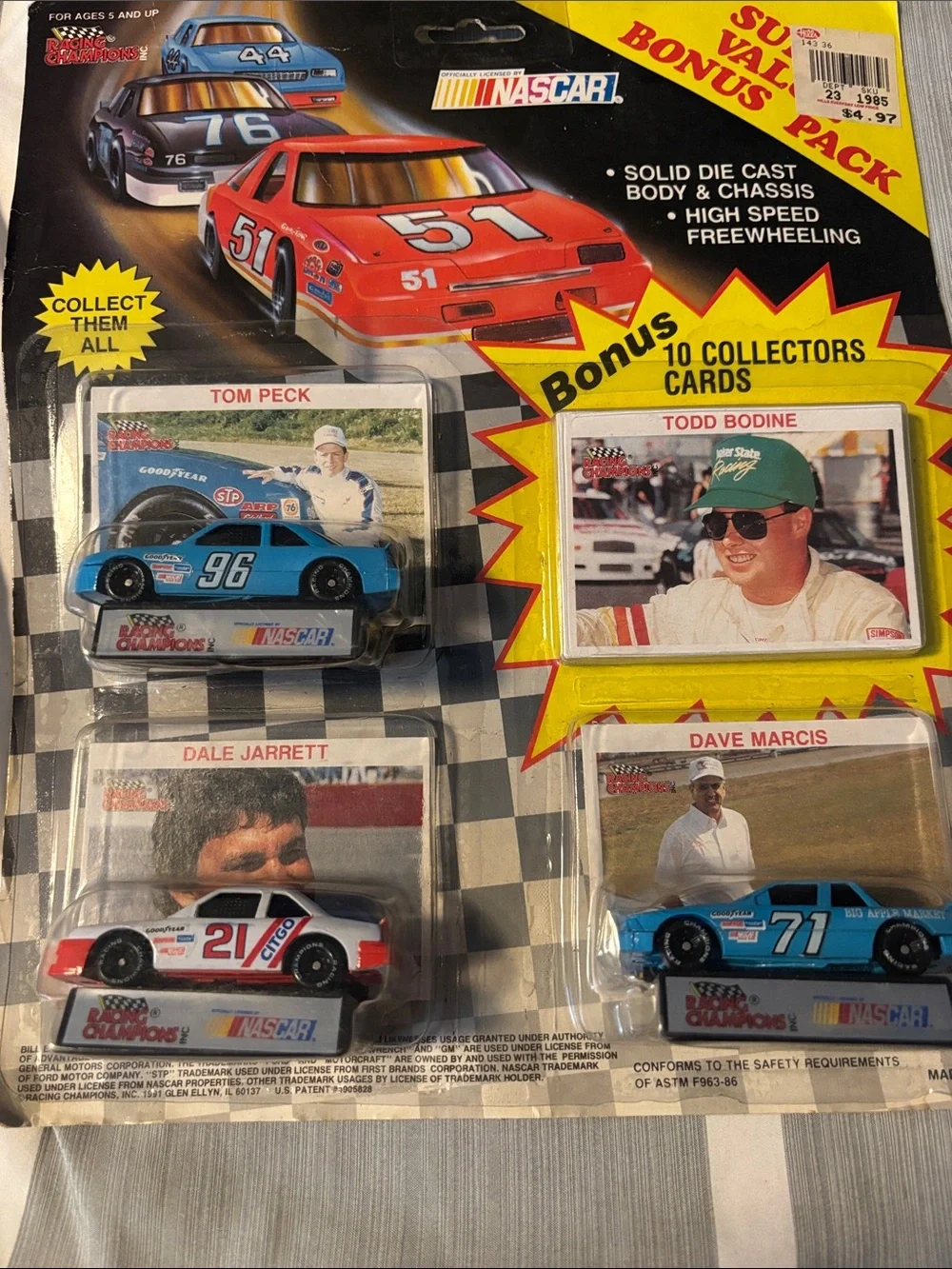 NASCAR Kids Toy Die-Cast Car Set with Collectors Cards - Blue & Red